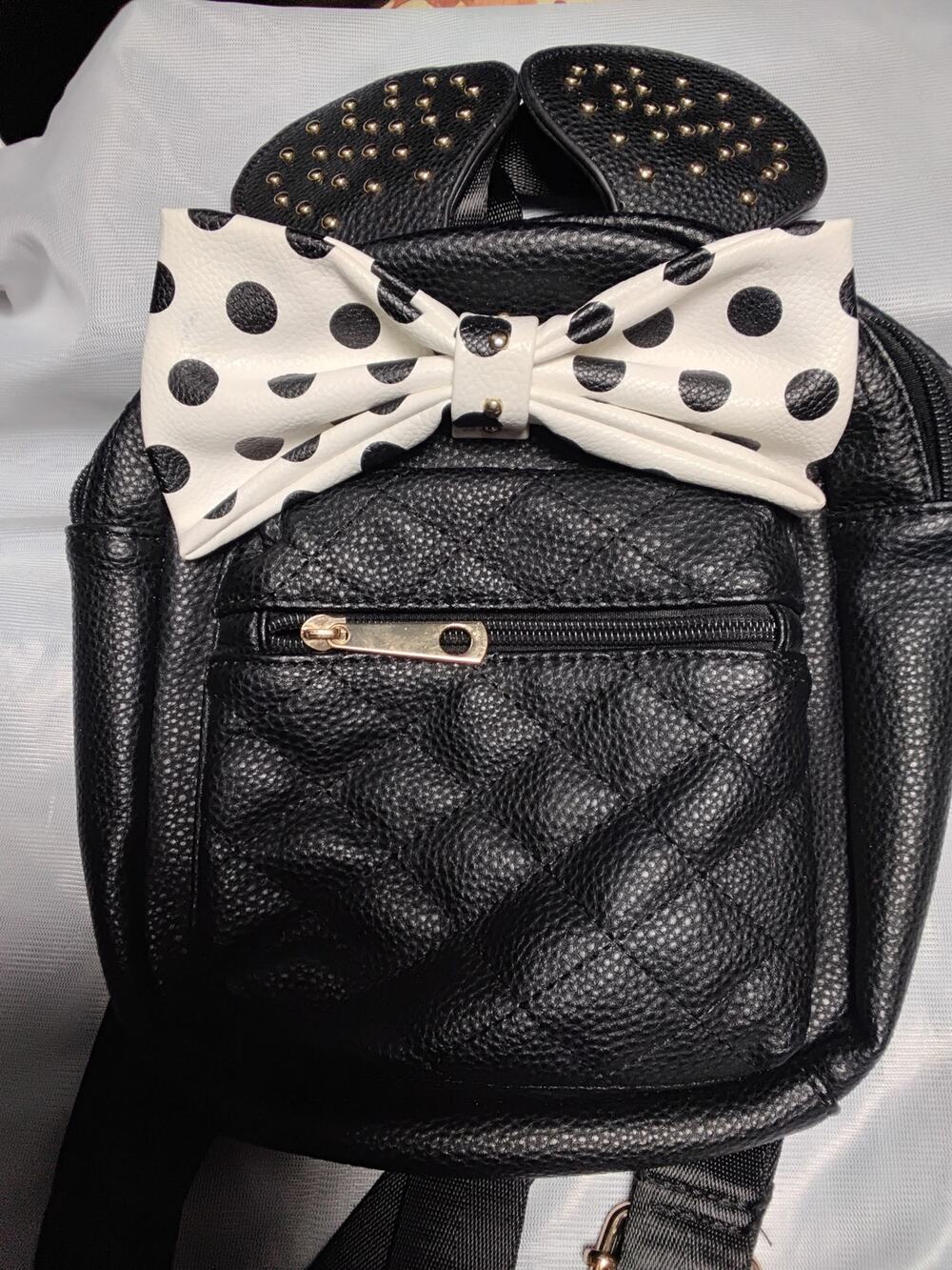 OLIVIA & KATE New York Mickey Mouse Ears Backpack Polka Dot Bow Quilted